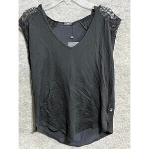 Terez Tank with Hood Womens S Black Mesh Y2K Grunge Dark Fairy Punk Goth